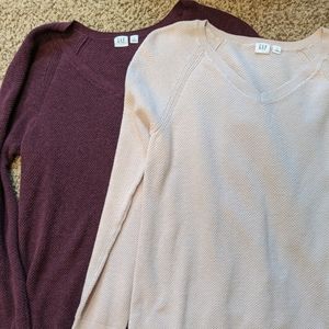 Two Gap high low sweaters